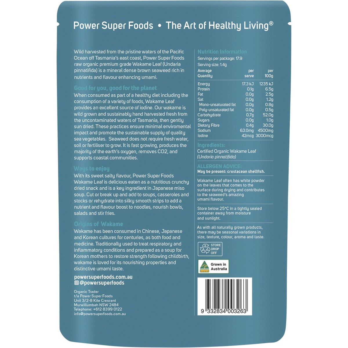 Power Super Foods Wakame Leaf Certified Organic 25g - Cutprice Online