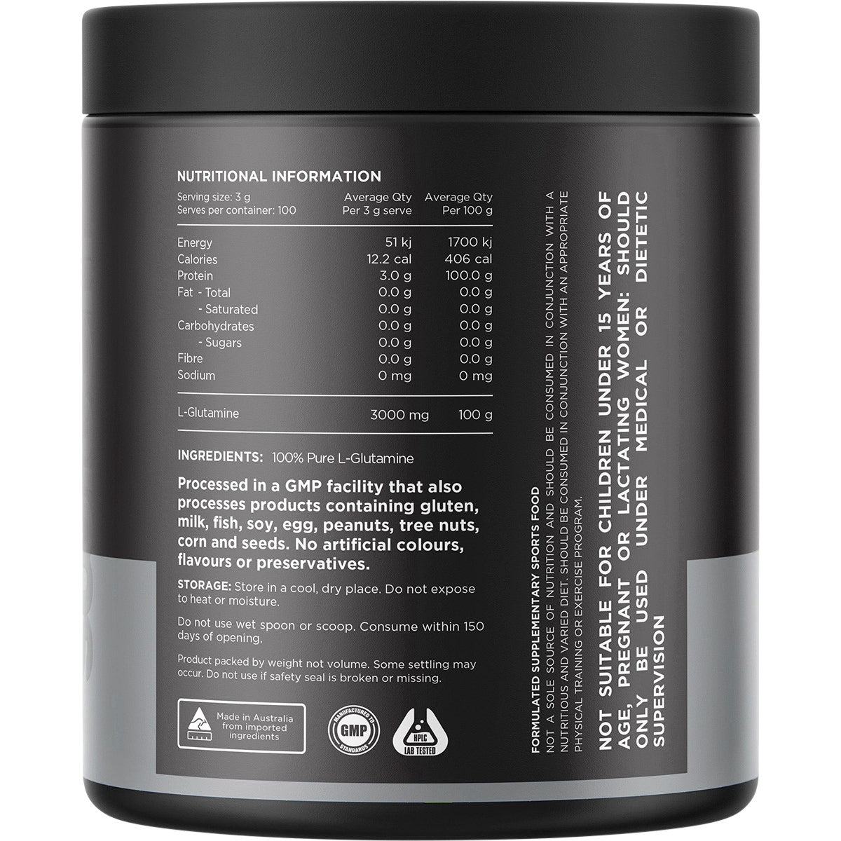 Switch Nutrition Glutamine 100% Pure L- Glutamine Unflavoured 300g - Cutprice Online