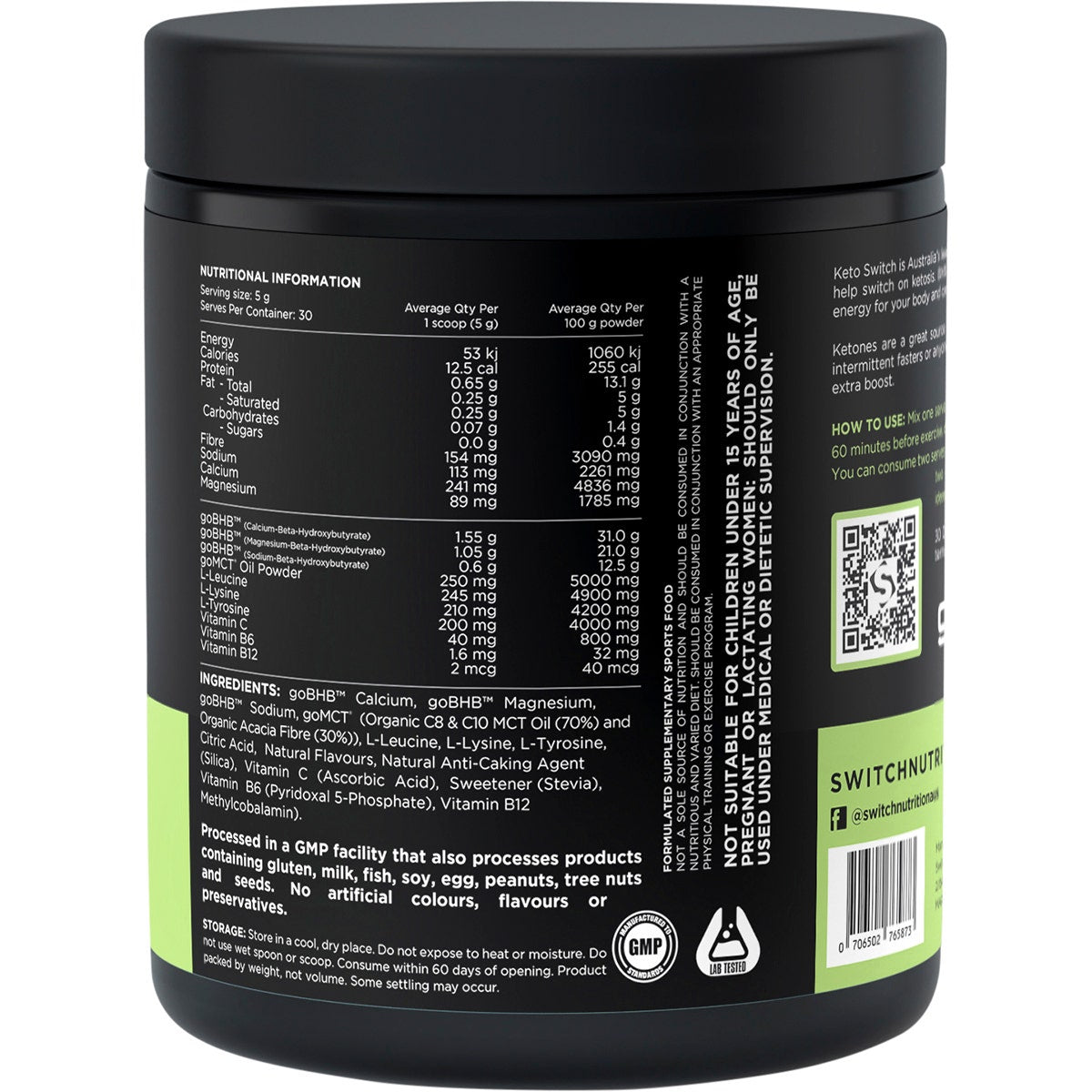 SWITCH NUTRITION Keto BHB Ketogenic Performance Fuel Raspberry 150g Switch Nutrition