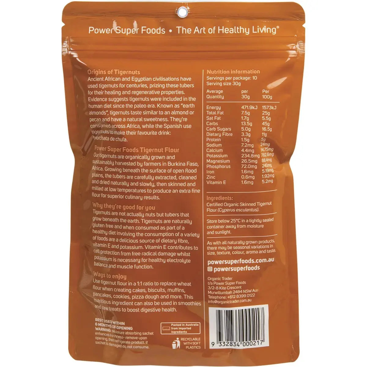 POWER SUPER FOODS Tigernut Flour "The Origin Series" 300g POWER SUPER FOODS