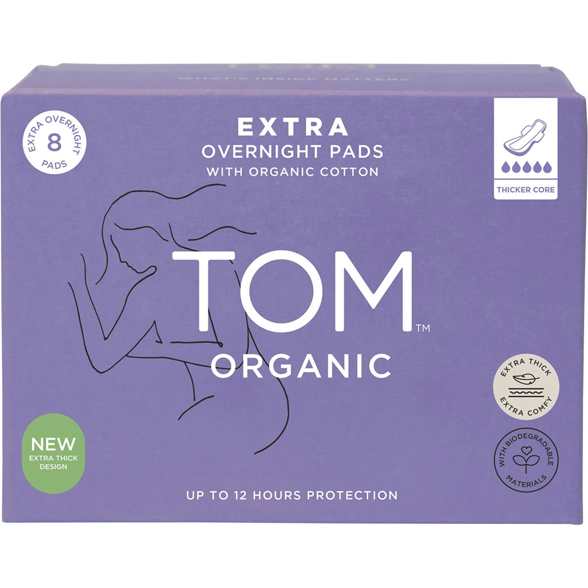 Tom Organic Pads Extra Overnight 8pk - Cutprice Online