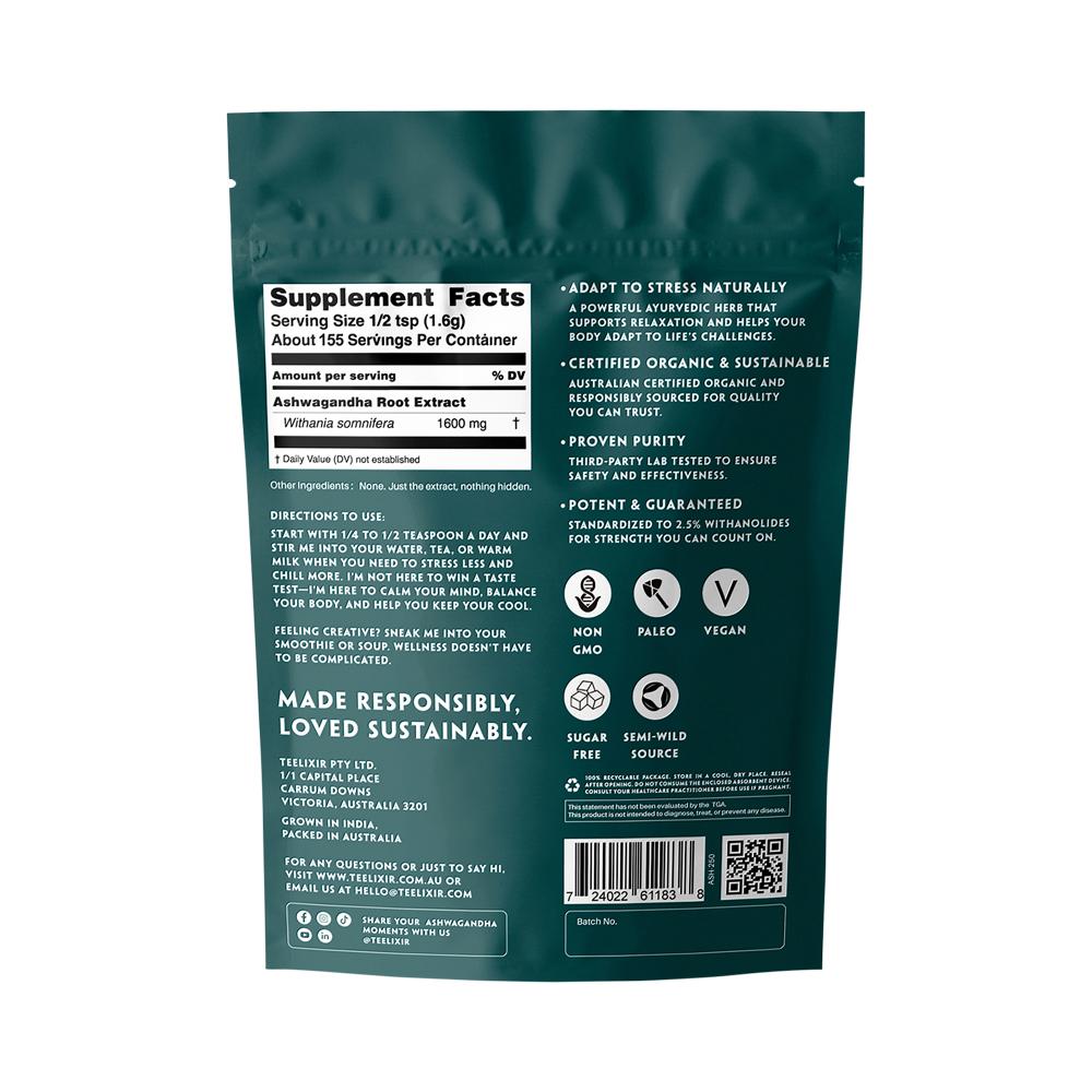 Teelixir Organic Ashwagandha Root 250G - Cutprice Online