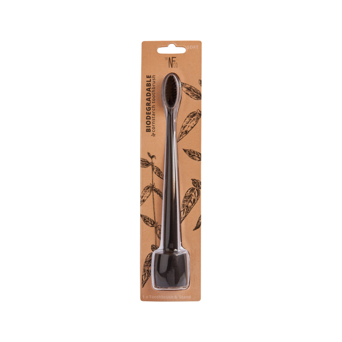 The Natural Family Co. Bio Toothbrush with Stand Pirate Black - Cutprice Online