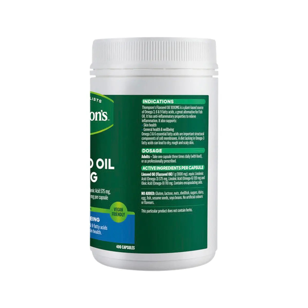 Thompsons Flaxseed Oil 1000mg 400 Capsules THOMPSON’S