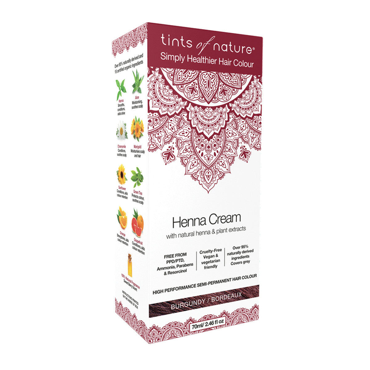 Tints of Nature Henna Cream (Semi-Permanent Hair Colour) Burgundy 70ml - Cutprice Online