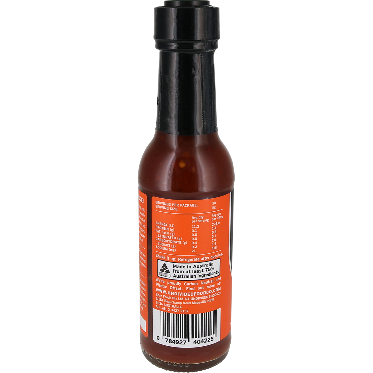 Undivided Food Co. Good Sauce Hot Habanero 150ml x 6 Pack