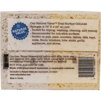 NATURAL VALUE Dual Surface Cellulose Sponges 4 Pack 4 NATURAL VALUE