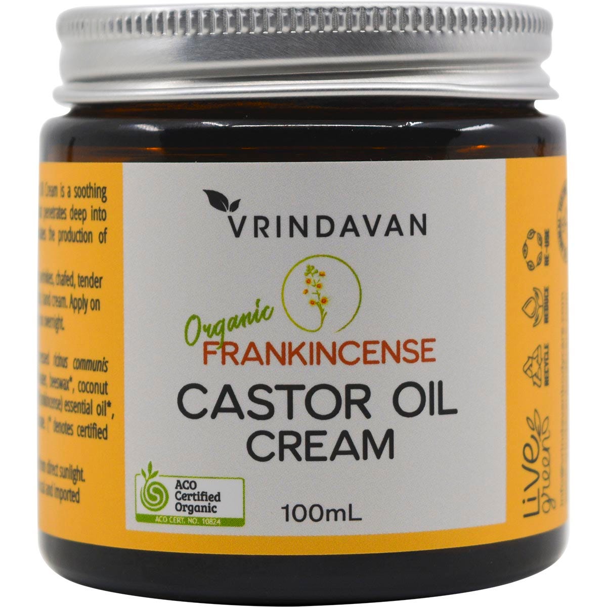 Vrindavan Castor Oil Cream Frankincense 100ml - Cutprice Online