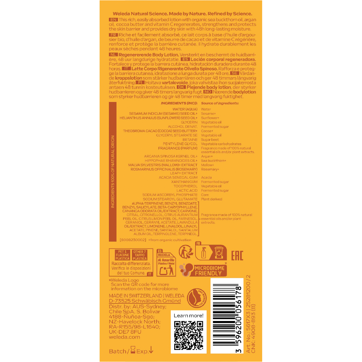 Weleda Sea Buckthorn Regenerating Body Lotion 250ml