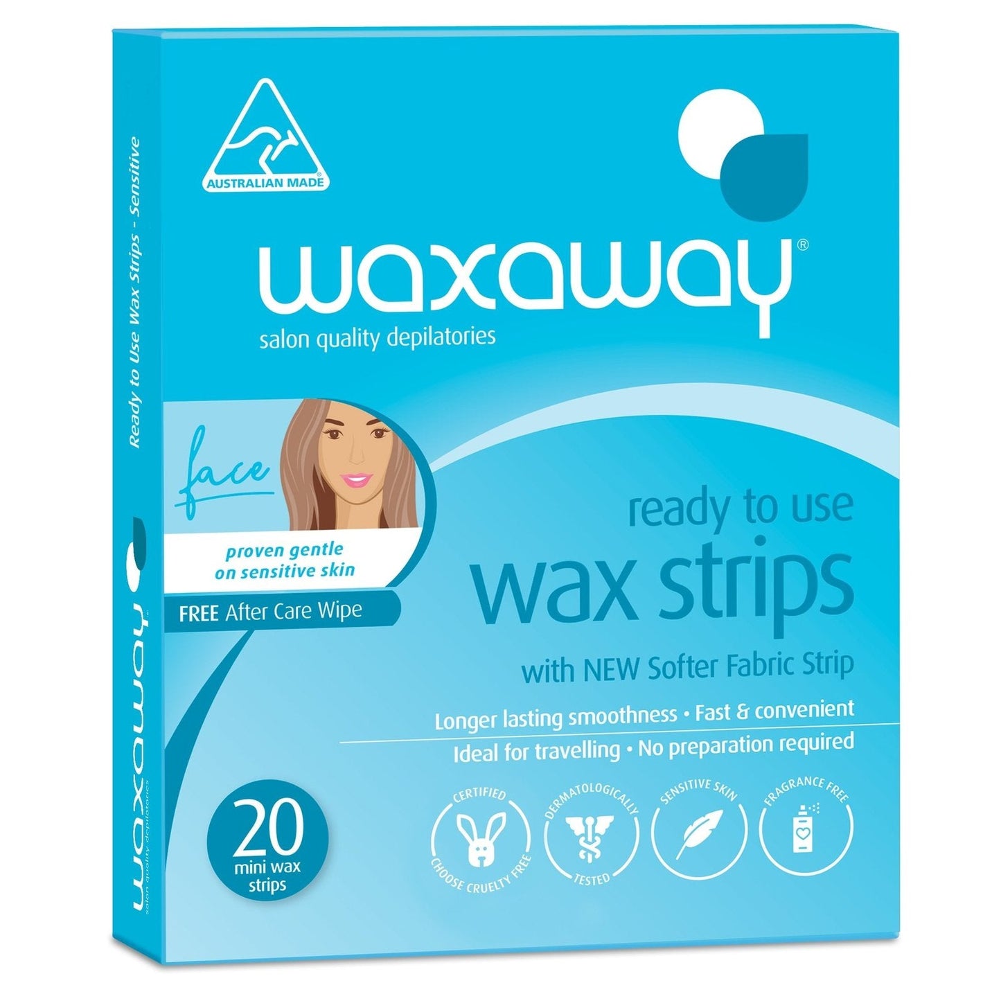 Waxaway Ready To Use Sensitive Wax Face 20 Strips - Cutprice Online
