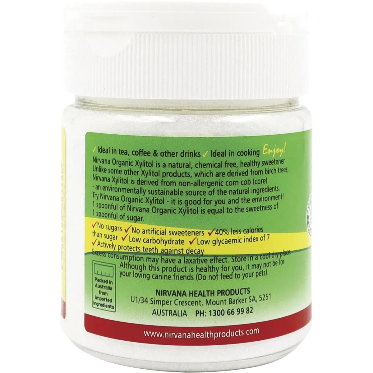 NIRVANA Xylitol Certified Organic – Refillable Shaker 200g NIRVANA