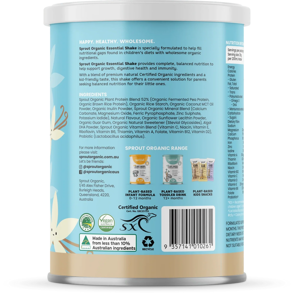 Sprout Organic Essential Shake Vanilla 700 Grams