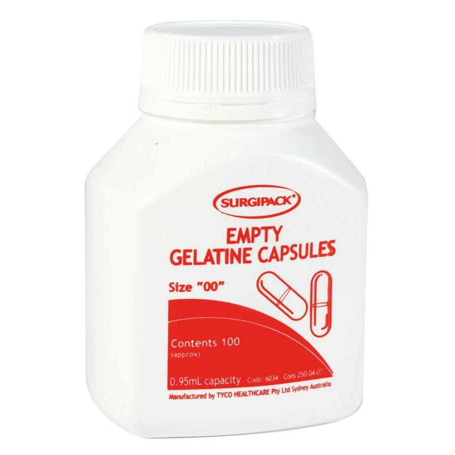 SurgiPack Gelatine Capsules Size '00' 100PK - Cutprice Online