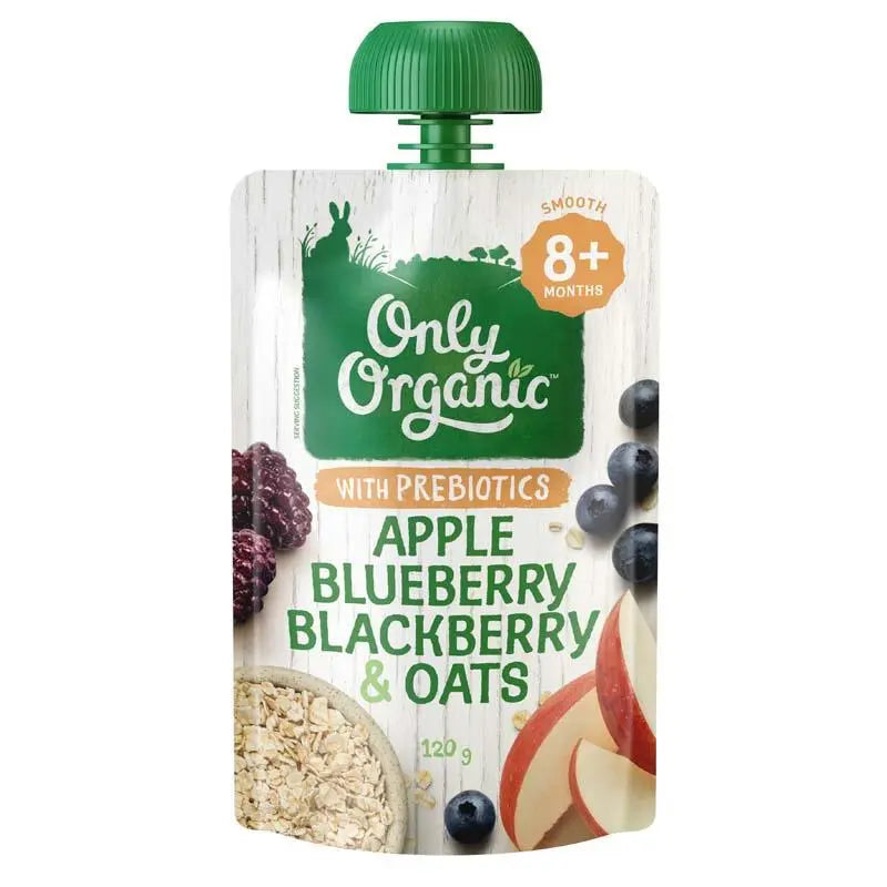Only Organic Apple Blueberry Blackberry & Oats 120g Pack of 6