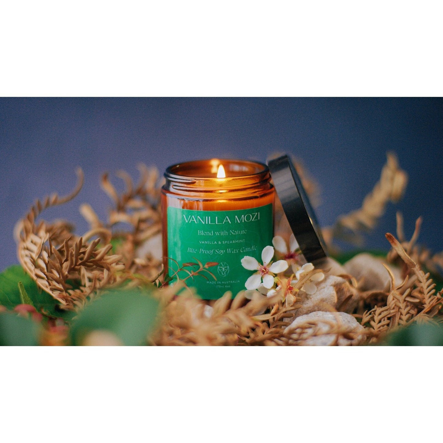 Vanilla Mozi Bite-Proof Soy Wax Candle Vanilla & Spearmint 175ml Vanilla Mozi