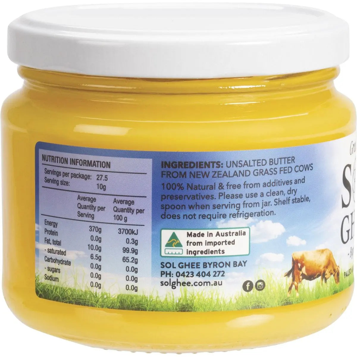 SOL ORGANICS Grass Fed Ghee 275g SOL ORGANICS