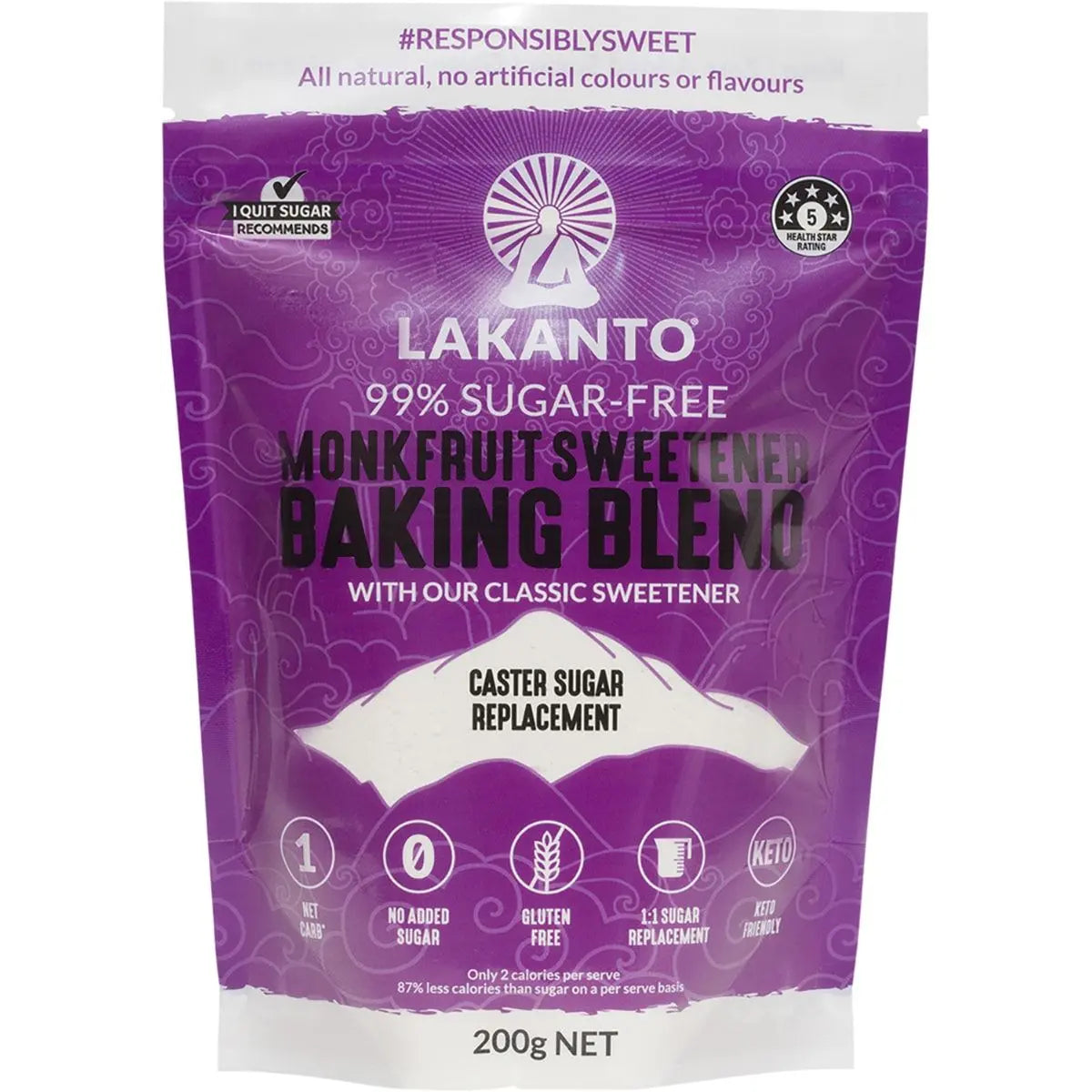 LAKANTO Baking Blend - Monkfruit Sweetener Caster Sugar Replacement 200g LAKANTO