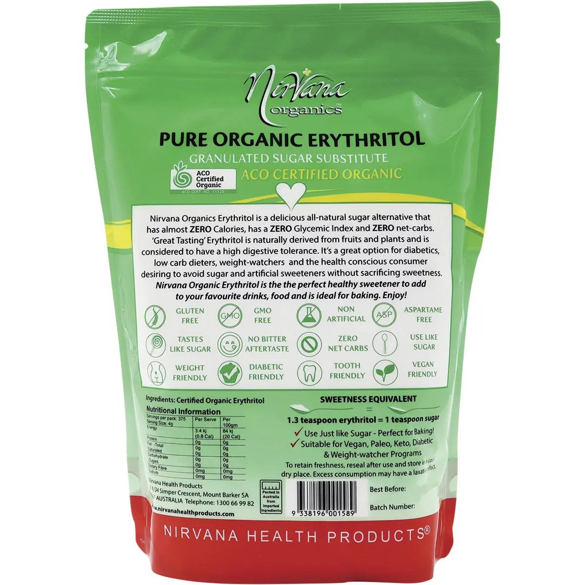 NIRVANA Erythritol Pure Organic 1.5kg NIRVANA