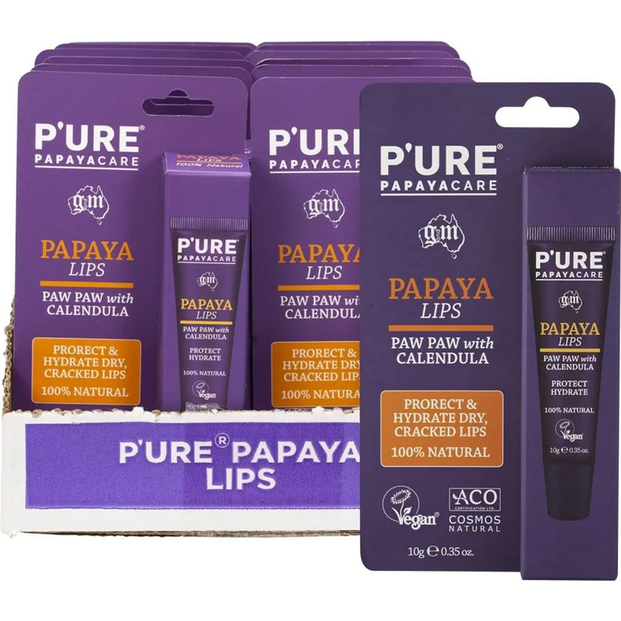 P'URE PAPAYACARE Papaya Lips - Hang Sell Paw Paw With Calendula 10g URE PAPAYACARE