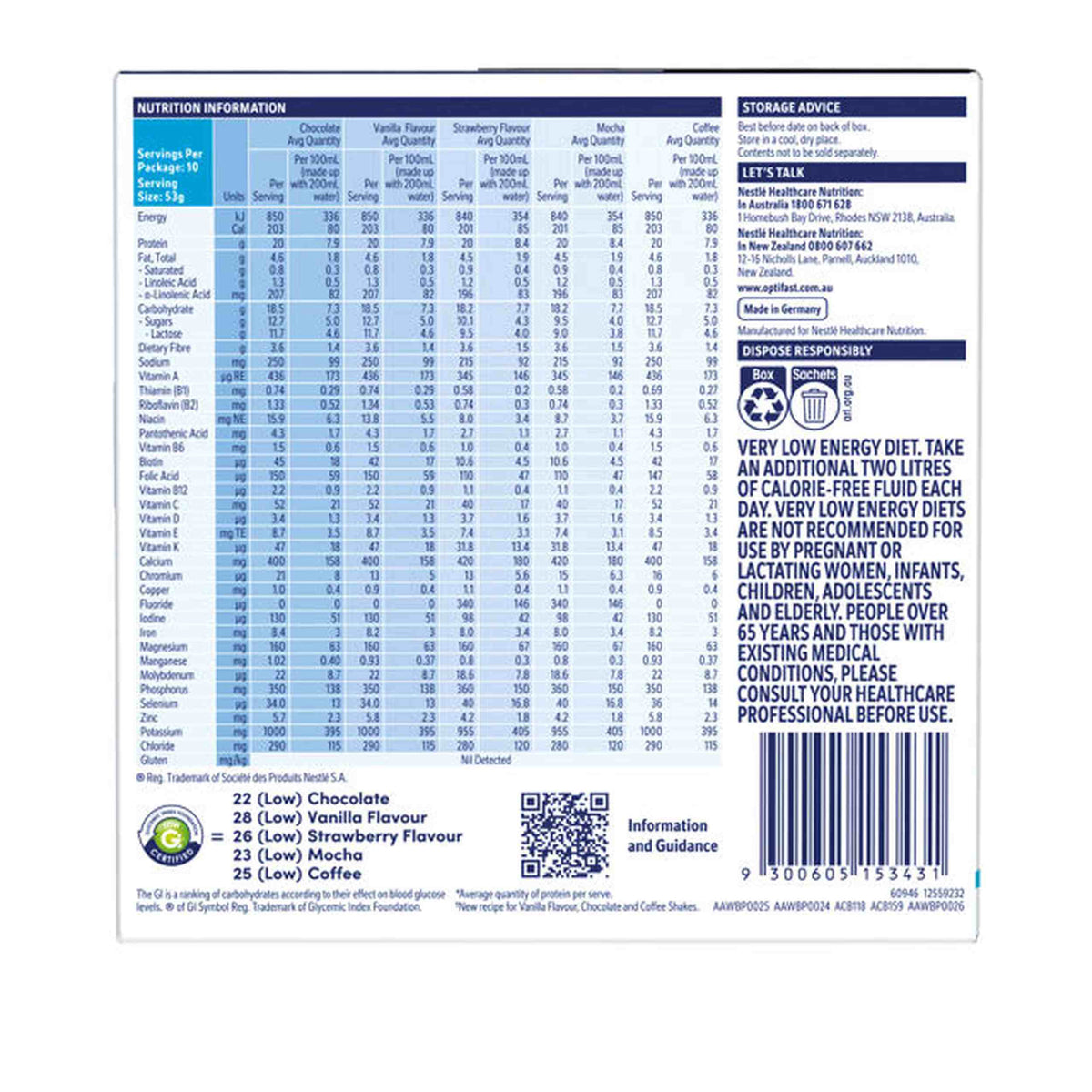 Optifast VLCD Shake Assorted Pack 10 x 53g