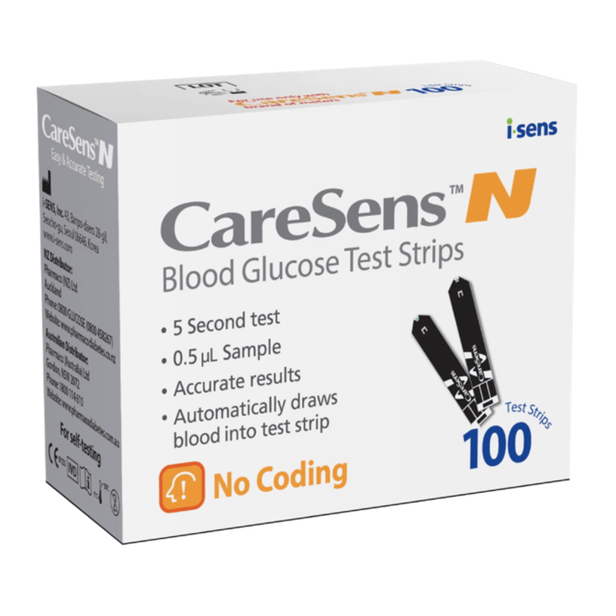 Caresens N Blood Glucose Test Strips 100 Pack