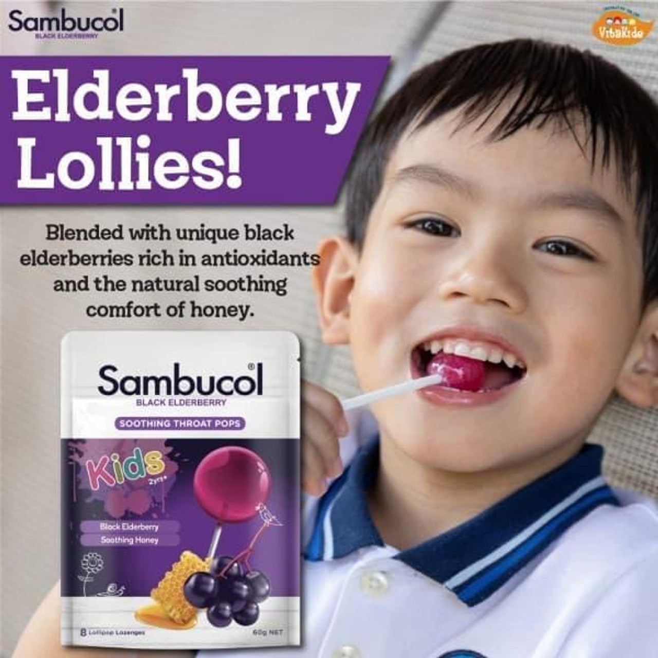 Sambucol Kids Soothing lollipops 8 Pack - Cutprice Online