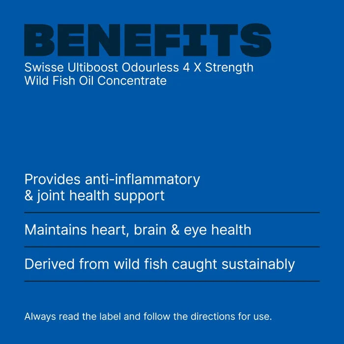 Swisse Ultiboost Odourless 4 X Strength Wild Fish Oil Concentrate 60 Capsules