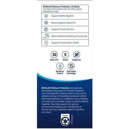 Bioglan Platinum Probiotics Daily 30 Billion 30 Capsules