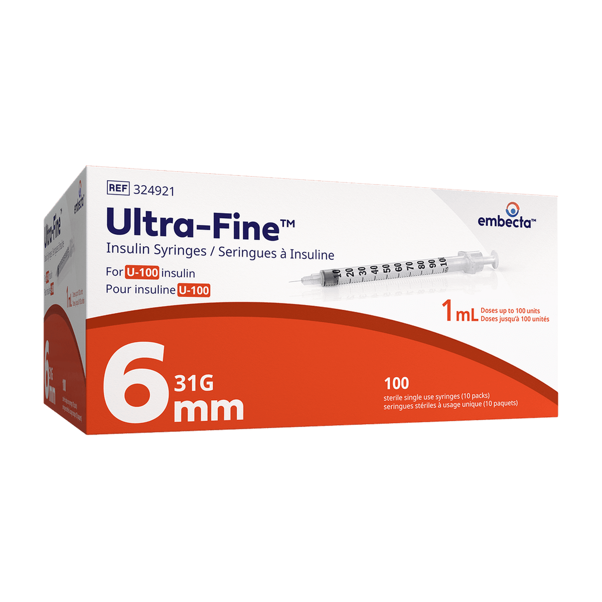 Embecta BD Ultra-Fine 1ml 31g 6mm Syringe 100