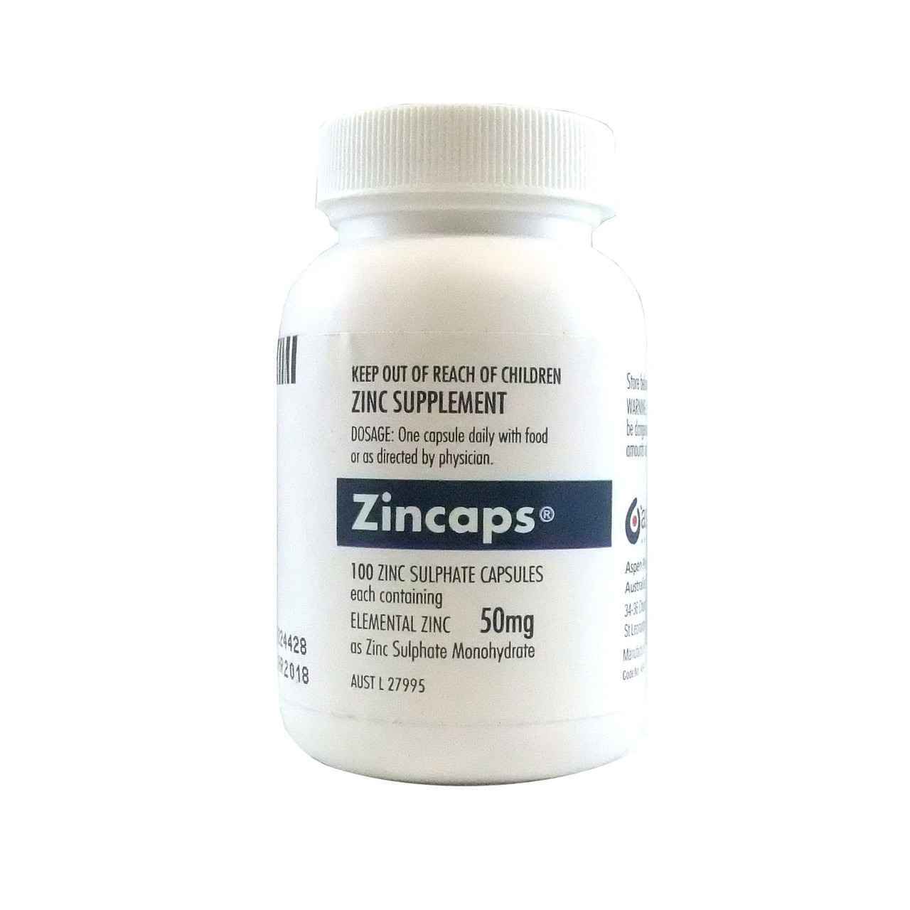 Zincaps Zinc Sulphate 50mg 100 Capsules - Cutprice Online