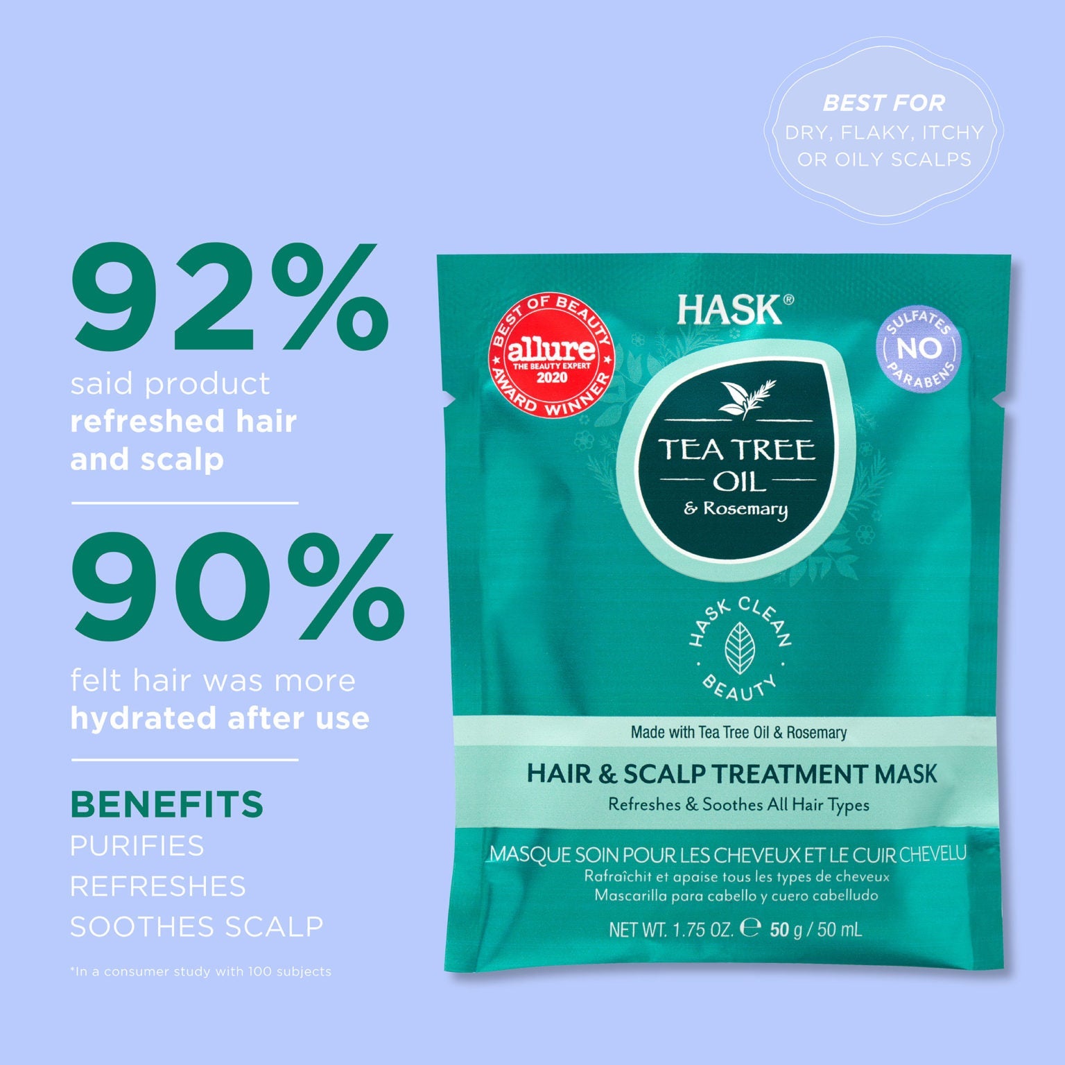 HASK TEA TREE & ROSEMARY HAIR MASK 50G - Cutprice Online