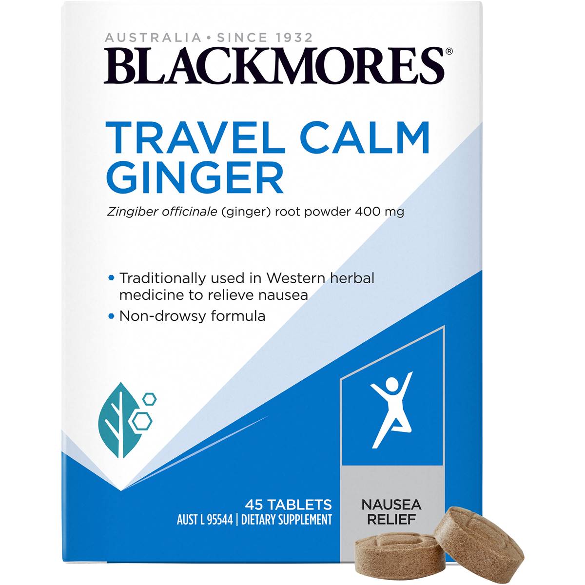 Blackmores Travel Calm Ginger 45 Tablets - Cutprice Online
