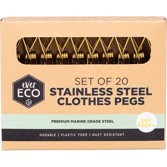 EVER ECO Stainless Steel Clothes Pegs Premium Marine Grade - Gold Edition 20 EVER ECO