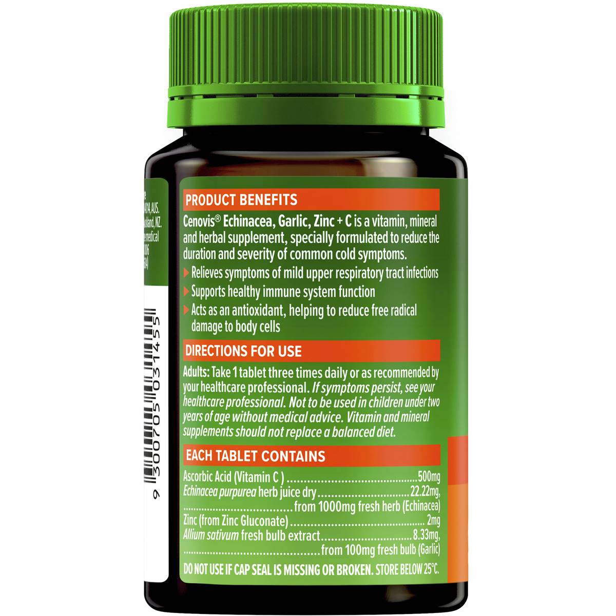 Cenovis Echinacea, Garlic, Zinc & C Tablets 60 Capsules - Cutprice Online