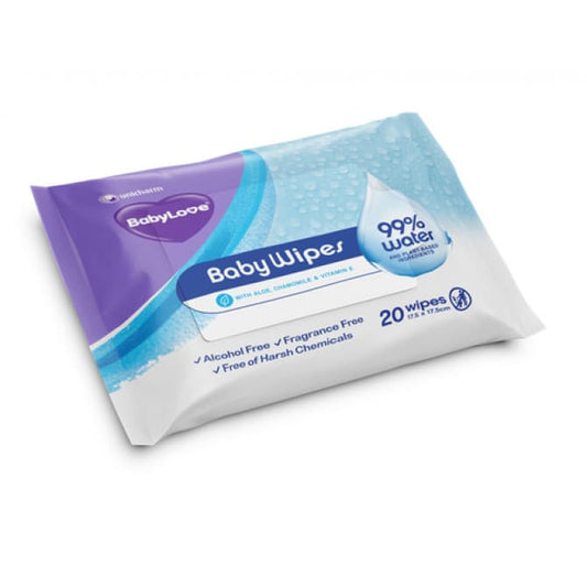 Babylove Baby Water Wipes Travel 20 Pack - Cutprice Online