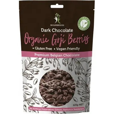 DR SUPERFOODS Goji Berries Organic  Dark Chocolate 125g DR SUPERFOODS