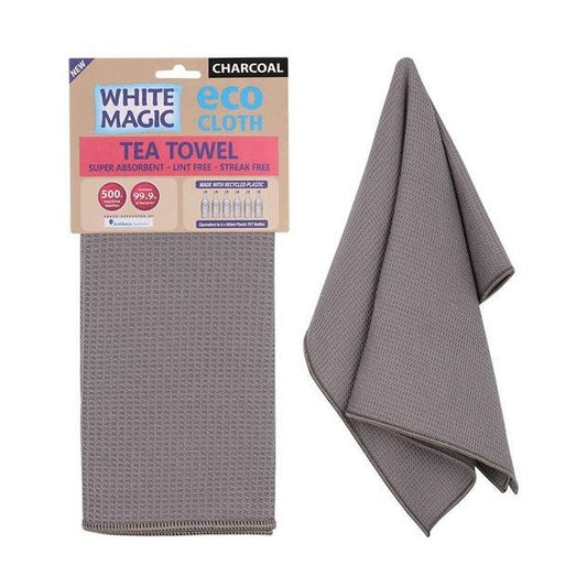 White Magic Eco Cloth Tea Towel Charcoal 1Pk(Pack of 6) - Cutprice Online