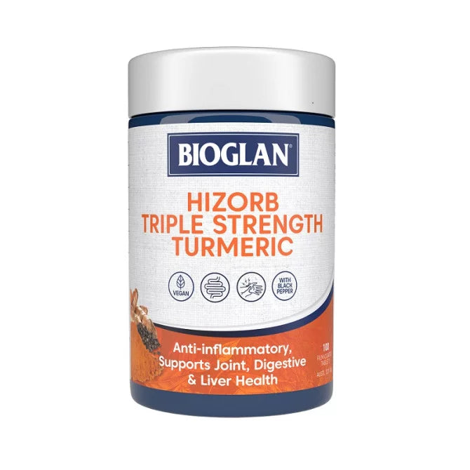 Bioglan Hi-Zorb Triple Strength Turmeric 100 Tablets - Cutprice Online