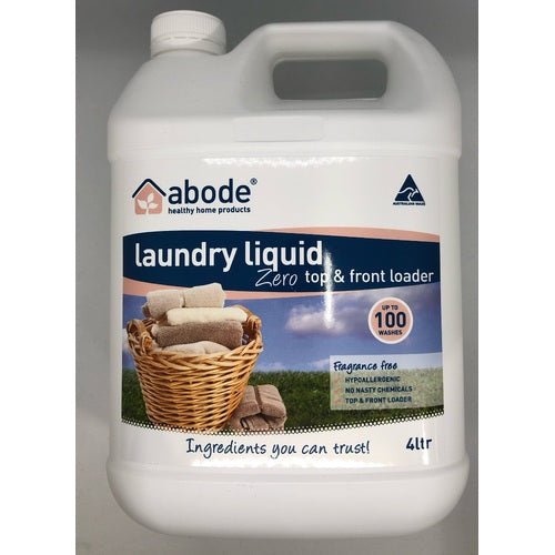 Abode Laundry Liquid (Front & Top Loader) Zero 4 Litres Abode