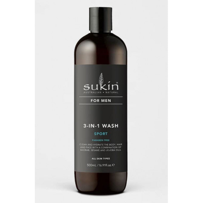 Sukin for Men 3-In-1 Wash Sport 500ml - Cutprice Online