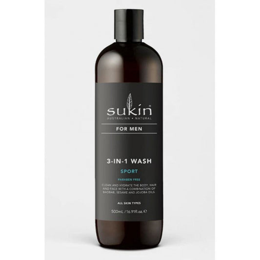 Sukin for Men 3-In-1 Wash Sport 500ml - Cutprice Online