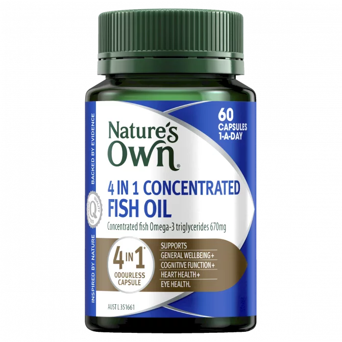Nature's Own 4 In 1 Concentrated Fish Oil Odourless 60 Capsules - Cutprice Online