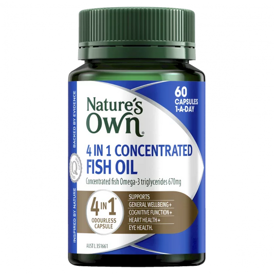 Nature's Own 4 In 1 Concentrated Fish Oil Odourless 60 Capsules - Cutprice Online
