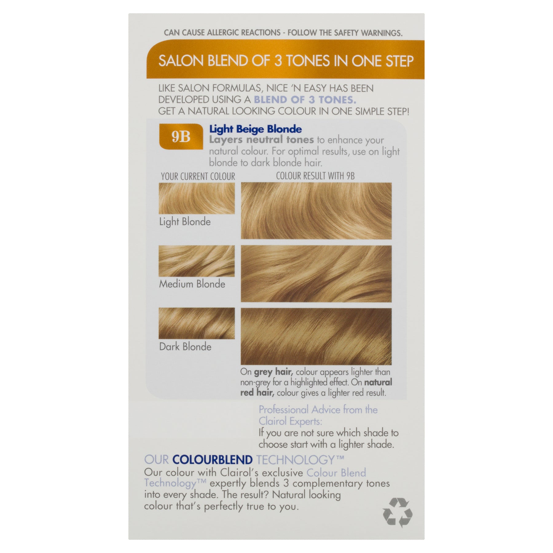 Clairol Nice & Easy 9B Light Beige Blonde Hair Colour - Cutprice Online