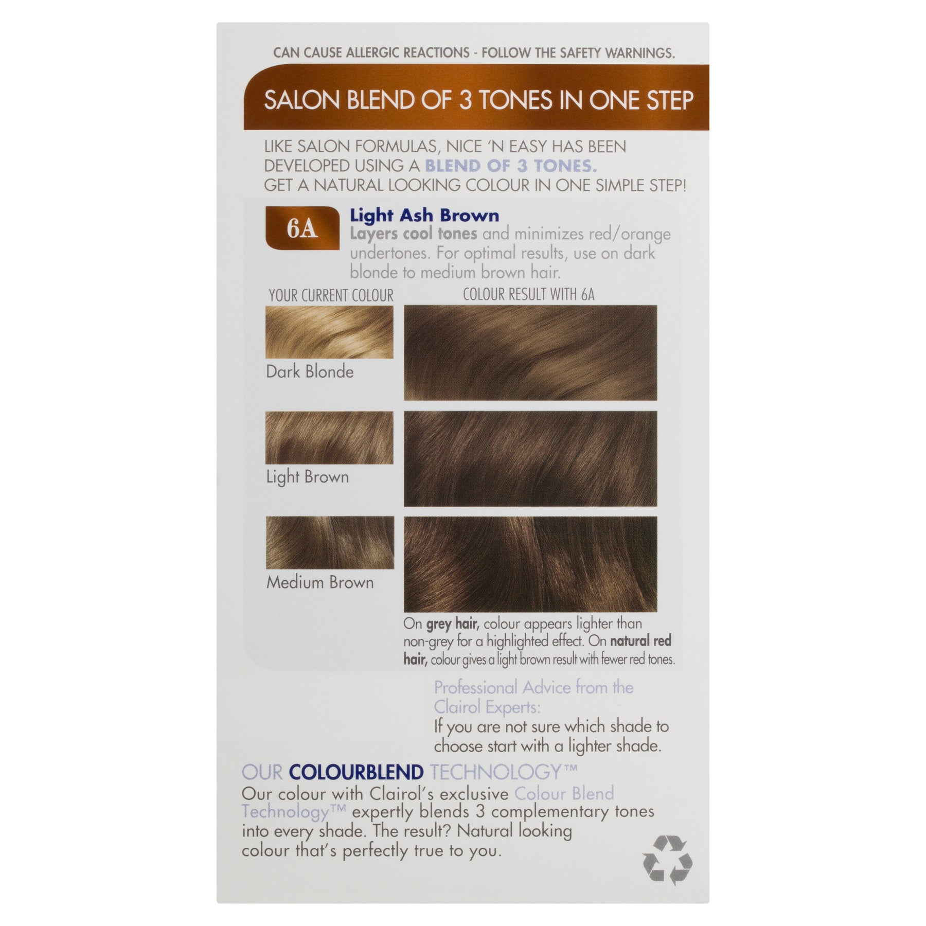Clairol Nice & Easy 6A Natural Light Ash Brown Hair Colour - Cutprice Online