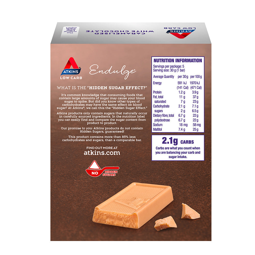 Atkins Endulge Caramelised White Chocolate Low Carb Bar 5 Pack - Cutprice Online