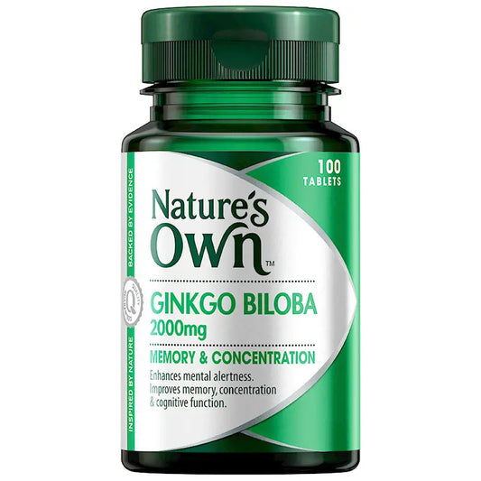 Nature's Own Ginkgo Biloba 2000mg for Memory 100 Tablets - Cutprice Online