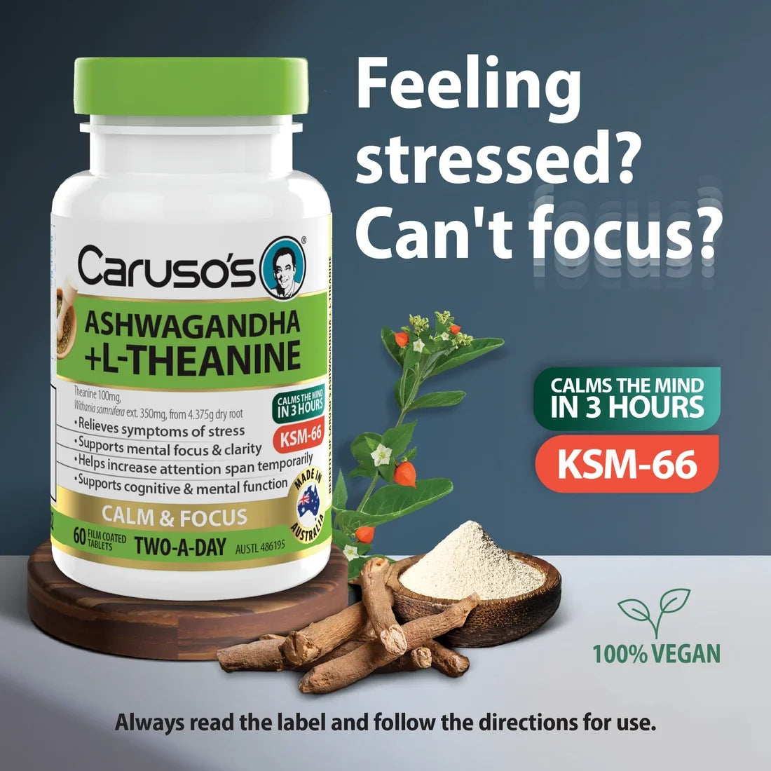 Caruso's Ashwagandha + L-Theanine 60 Tablets