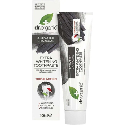DR ORGANIC Toothpaste (Whitening) Activated Charcoal 100ml DR ORGANIC