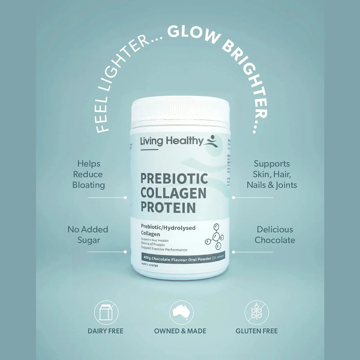 Living Healthy Prebiotic Collagen Protein Powder 400g